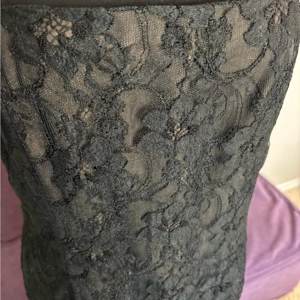 Jones New York Vintage  Elegant Black Dress‎ Lace Overlay Size 8 - Picture 6 of 10